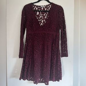 Urban Outfitters Lace Maroon Babydoll Dress